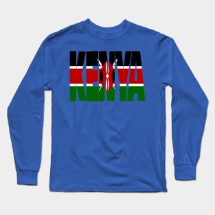 Kenya flag stencil Long Sleeve T-Shirt